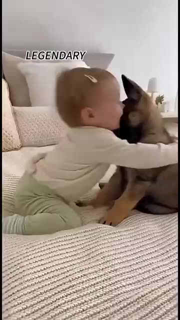 little cute baby with dogi :) :>