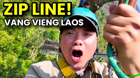 FIRST TIME Zip Line In Vang Vieng Laos!🇱🇦
