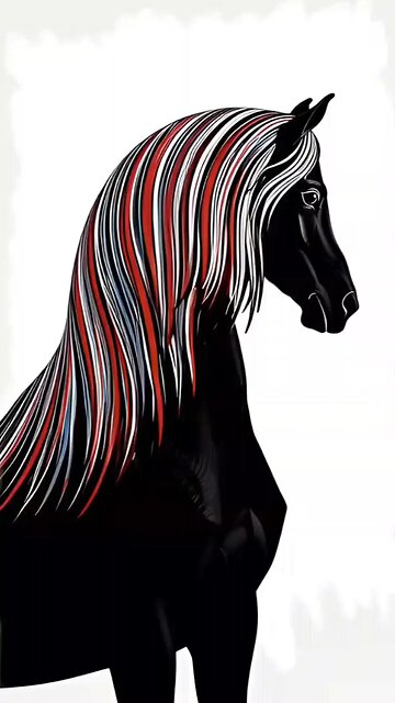 Majestic Black Stallion Rears in Pen & Ink Glory by Stacey Mayer, Artist