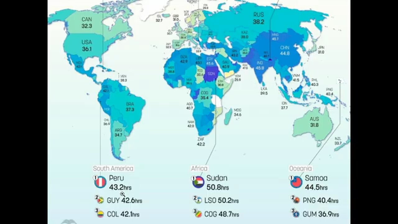 What Is The Average Hours Worked Per Week In Every Country?