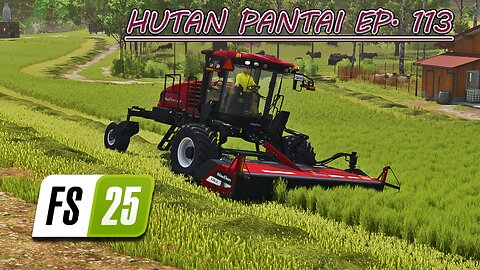 Taking Wool to Spinnery. Mowing, Windrowing & Baling. |4k| HUTAN PANTAI EP. 113 | Farming Simulator 25
