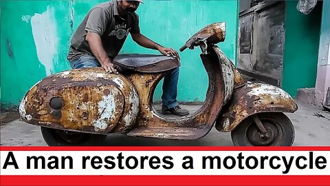 A man decided to rebuild an old motorcycle and turn it into a new one, and that's what happened