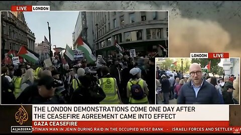 One State Palestine flag flying high at London demo