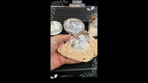 Vintage massive hand carved shell cameos & 18k gold pendant brooches