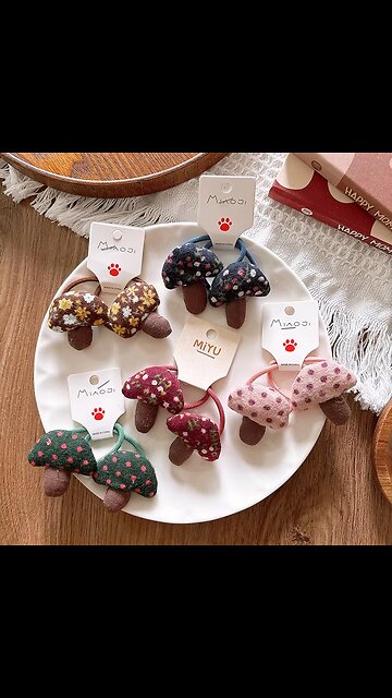 Cute Floral Mushroom Hair Rope Ring