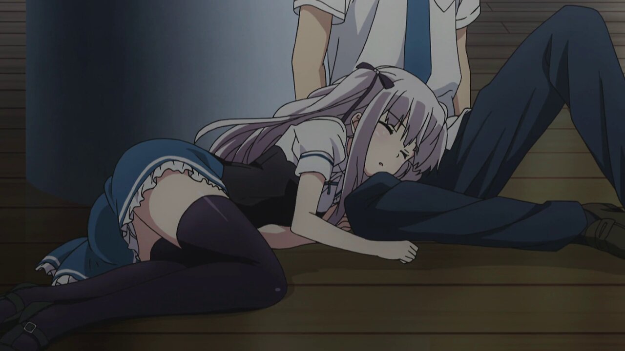Absolute Duo - Julie sleeping on Tooru's lap