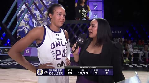 Napheesa Collier (29pts) interview after win | Lunar Owls Unrivaled women's basketball