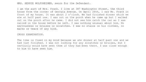 MRS HENNIE WOLFSHEIMER, Sworn In For The Defendant, 56th To Testify