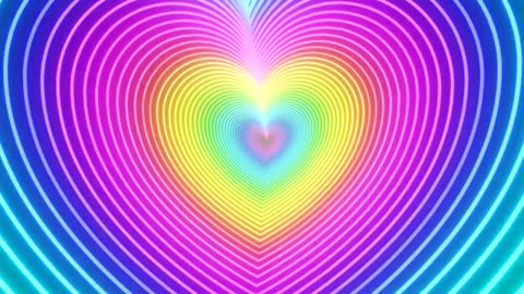 1206. Bright Colorful Endless Rainbow Heart Tunnel With 3D Parallax Effect