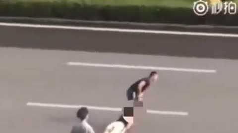 Chinese dragging people around like objects. Chinese police, get out of Korea.