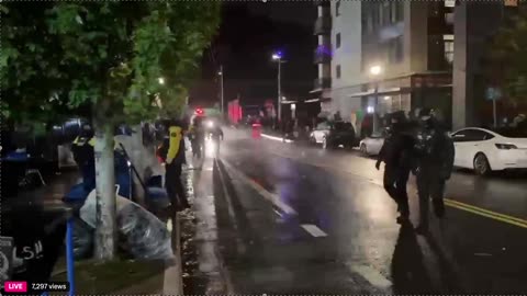 Incredible! Portland Police come up to The Patriot Corner and say everyone has to stay