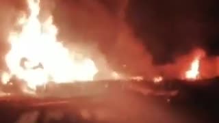 Massive explosion, fire at workshop in Shiraz, Iran.