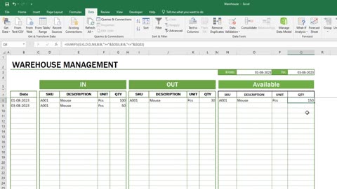 Excel How to create a simple warehouse management