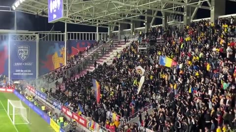 Romania vs Bosnia. Romanian fans singing _Serbia Serbia_ UEFA Nations League