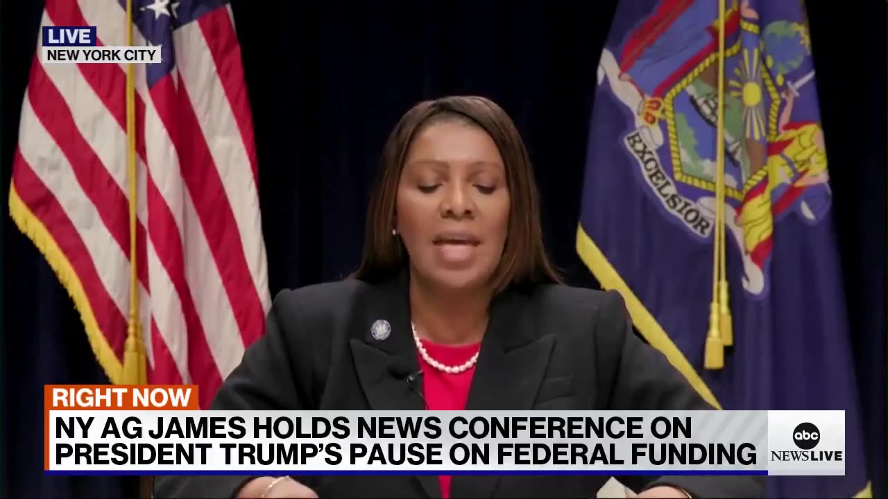 NY AG Letitia James sues the Trump administration after freeze on federal funding
