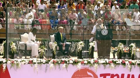 Donald trump and PM modi during the trump's India visit. NAMASTE TRUMP