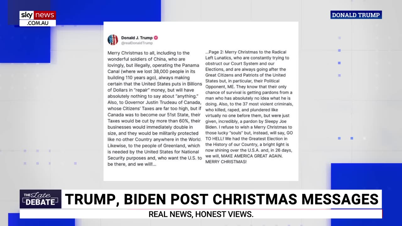 ‘Brilliant’ Donald Trump’s Christmas message trolls the ‘radical left’.