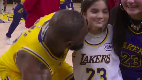 LeBron made sure to find the young fan after the game and take some photos 🫶