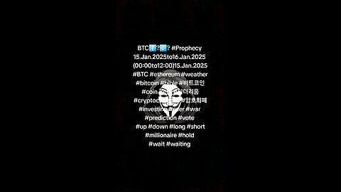 BTC⬆️?⬇️? #Prophecy 15.Jan.2025to16.Jan.2025 (00:00to12:00)15.Jan.2025