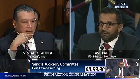 Alex Padilla at Kash Patel FBI confirmation hearing * Jan. 30, 2025