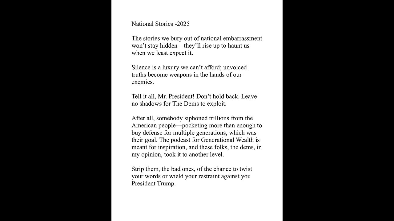 Tell It All President Trump 2025