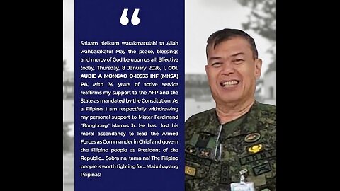 Hopefully this is just a start as an Active and High Ranking Member of the Philippine Army publicly