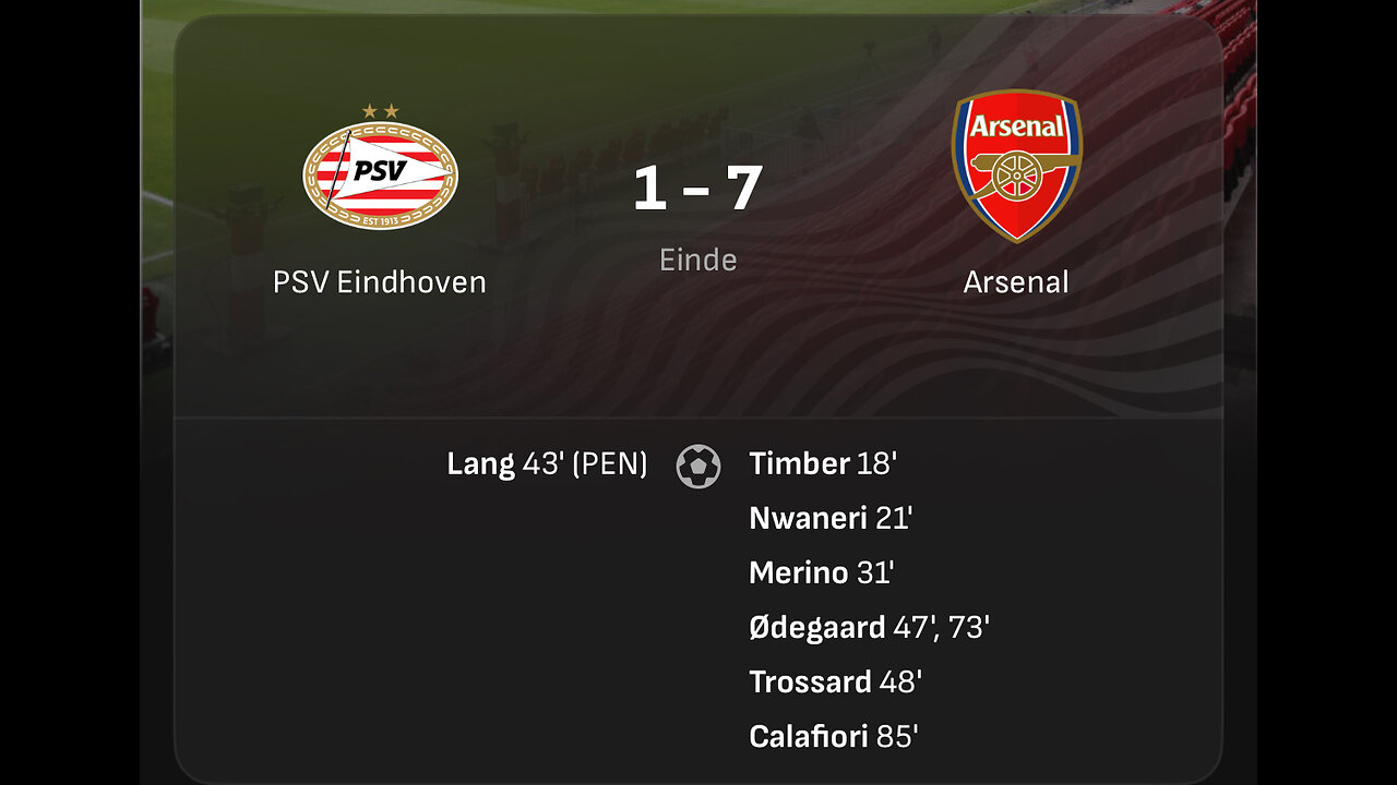 Arsenal Vs PSV