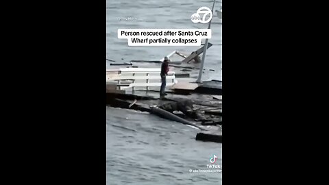 Part of the Santa Cruz Wharf collapses into the ocean.