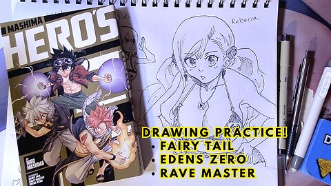 Filling a Sketchbook Page with Fairy Tail Girls (Hiro Mashima Manga Study)