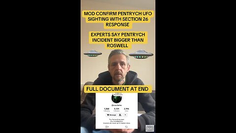 MOD CONFIRM PENTRYCH UFO SIGHTING WITH SECTION 26!