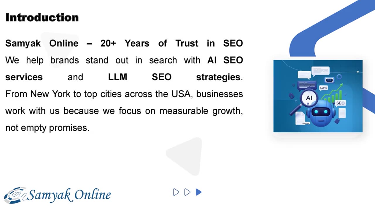 AI and LLM SEO Services in New York and Top US Cities – 20+ Years of Expertise with Samyak Online