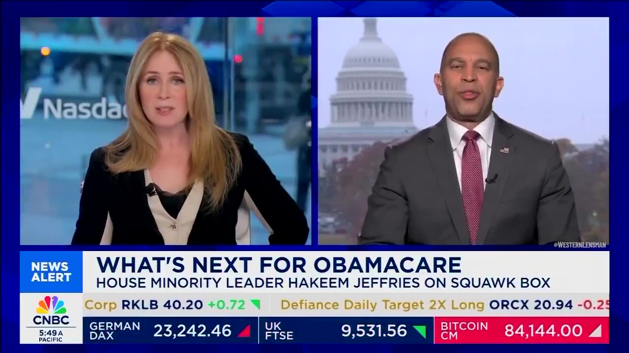 CNBC host calls Hakeem Jeffries out for refusing to work with Republicans on Obamacare subsidies