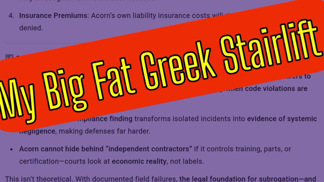 It's Baaaack! A My Big Fat Greek .. Stairlift