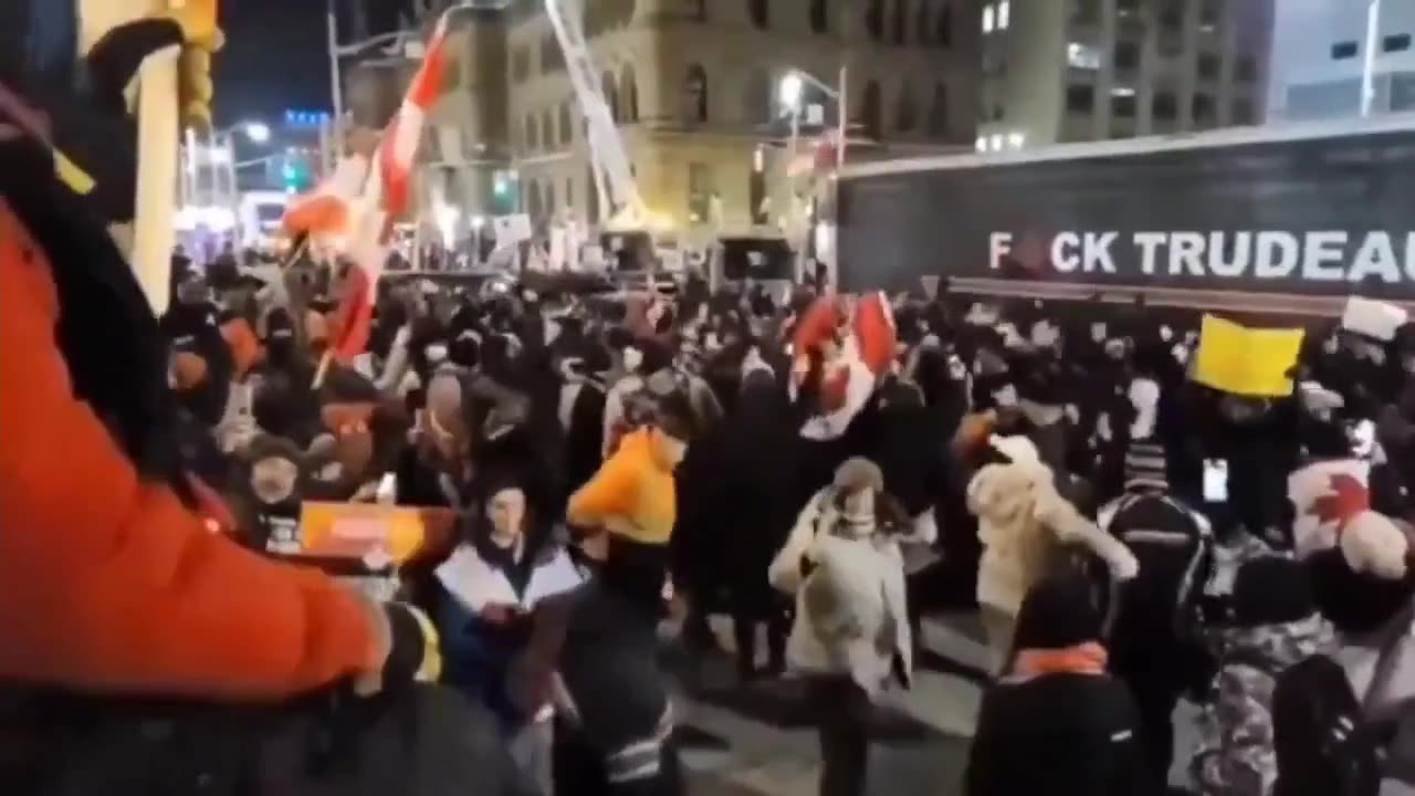 Canadians celebrate the resignation of their tyrant
