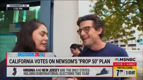 CALIF. VOTER: "It's giving Election Day." "It's giving Hot People Vote Yes on Prop 50."