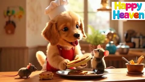 Cute Dog Chef – Adorable Pup Cooks Up Fun in the Kitchen! 🍔