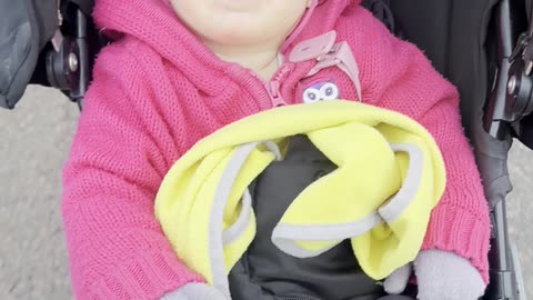 Baby Kayla Says Something in the Stroller 👶🗣️ (So Cute)