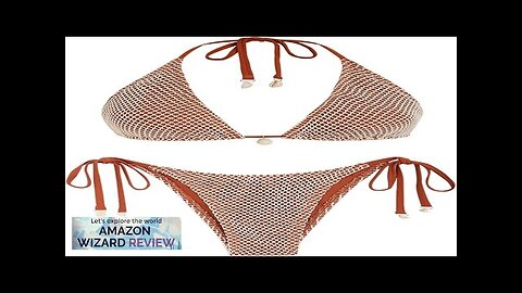 ZAFUL Women's Triangle Bikini Multiway Fishnet Tie Side Bandeau Halter String Bikini Review