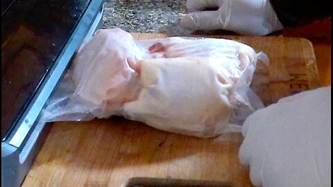 Sealing Chicke Thighs With A Food Sealer