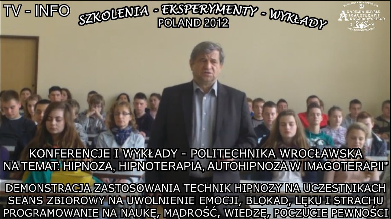 DEMONSTRACJA ZASTOSOWANIA TECHNIK HIPNOZY NA UCZESTNIKACH. SEANS ZBIOROWY NA UWOLNIENIE EMOCJI BLOKAD, LĘKU I STRACHU.