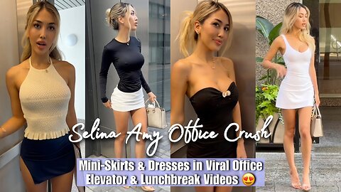 Selina Office Crush | NEW Mini-Dresses, Skirts & High-Heels around the Office & in the Elevator 🔥
