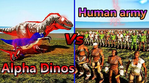 Alpha Dinos Vs 100 Humans | Ark Survival Ascended | Ark Mods | Ark Battles | Gameplay