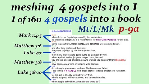 090i 4 gospels into 1 book p9a Mark meshing with Luke&Matt [Jesus] [bible]