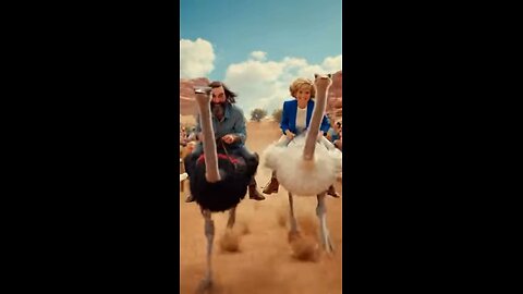 Charles Manson and Princess Diana racing ostriches
