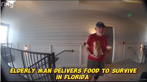An old man is delivering food to make ends meet