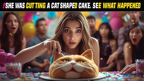 She was cutting a cat-shaped cake, SEE what happened!