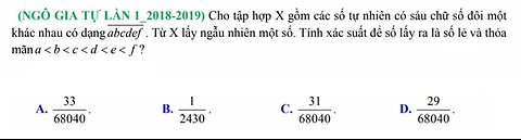 Cho tập hợp X gồm các số tự nhiên có 6 chữ số khác nhau có dạng ¯¯¯¯¯¯¯¯¯¯¯abcdef Từ tập X