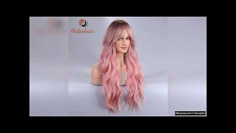 Long Body Wave Ombre Black Pink Cosplay Wigs Heat Resistant Synthetic Wigs Review