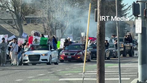 Students in Oregon who did the anti-ICE walkout are now waving MEXICAN FLAGS and doing BURNOUTS