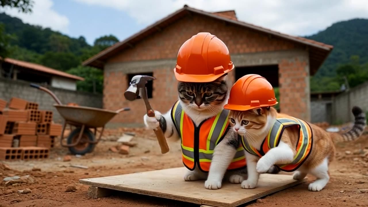 Funny Cats at Work 😂🐱 | This Went Totally Wrong!” “Cats Trying to Work on a Construction